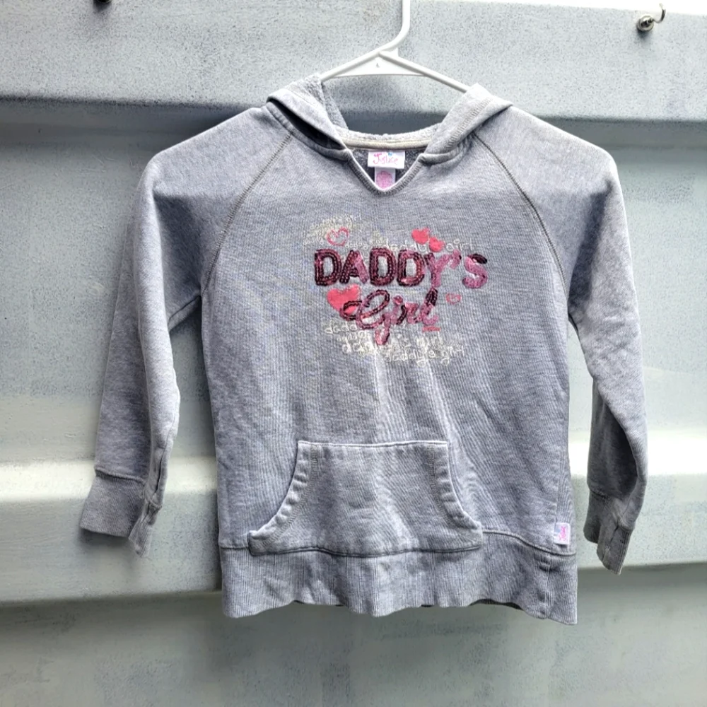Justice Daddys Girl sequin hoodie sweater 6x 7 xxs